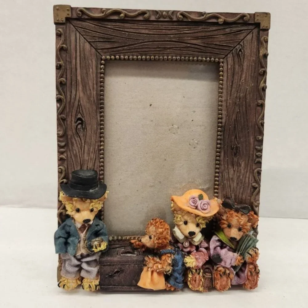 90s Teddy Bear Family Picture Frame Resin‎ Brown Home Decor Collectible